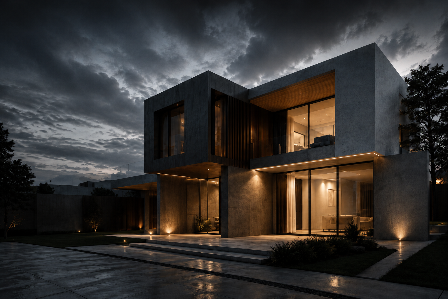 Casa moderna de MERAKI al atardecer